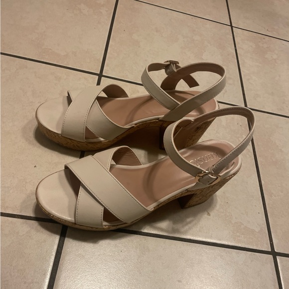 Kensie Shoes - Kensie Women's Beige Wedge Sandals with Ankle Strap